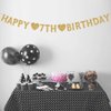 Gold Happy 7th Birthday Banner, Glitter 7 Years Old Boy or Girl Party Decorations, Supplies
