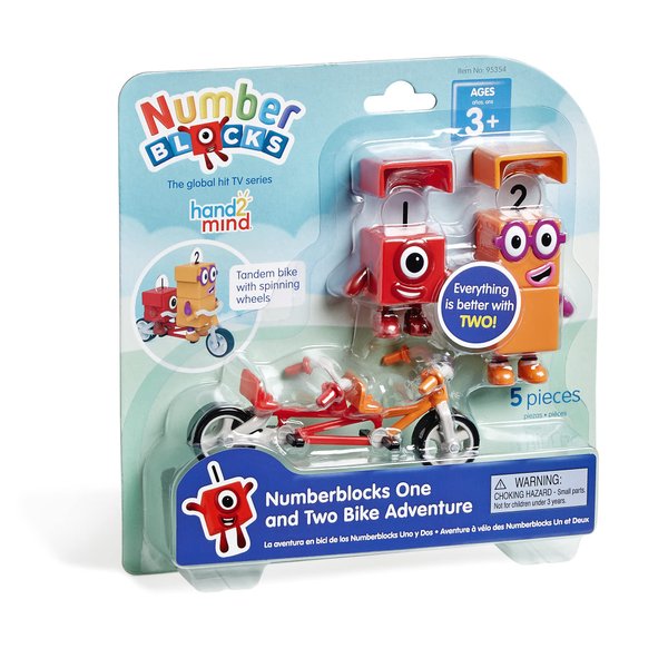 hand2mind Numberblocks One and Two Bike Adventure, Cartoon Action Figure Set, Toy Figures, Toy Vehicle Playsets, Small Figurines for Kids, Number Toys, Math Toys, Stocking Stuffers for Kids 3-5