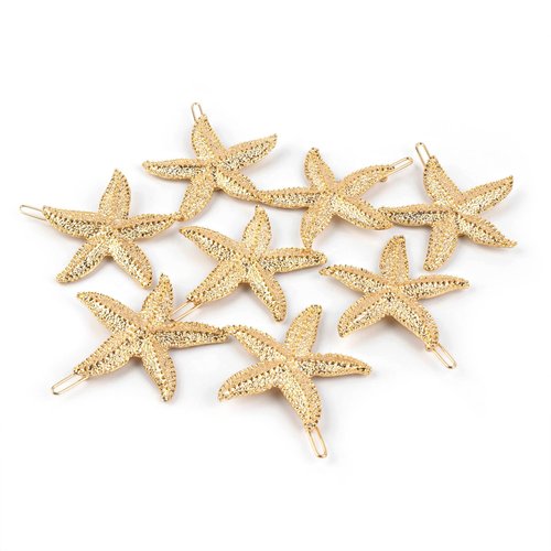 Framendino, 8 Pack Starfish Hair Clips Sea Star Hairpin Mermaid Hair Accessories for Women Girls Gold