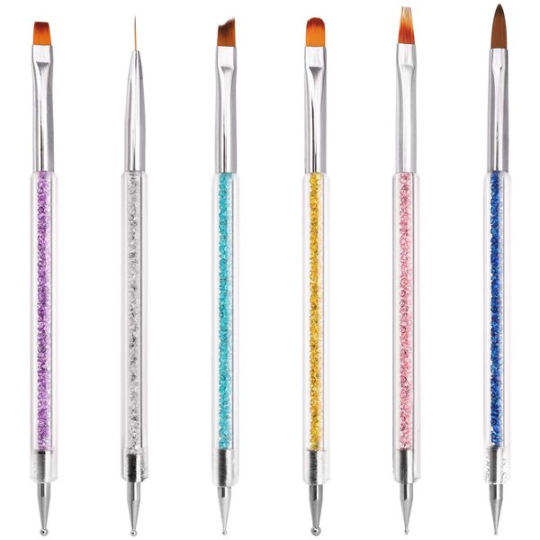 iminoo 6PCS Nail Art Brushes,Double Ended Nail Liner Brush Dotting Pen Nail Art Point Drill Drawing Tools,Double Ended Nail Art Brushe for DIY Nail Art Designs (Style B)