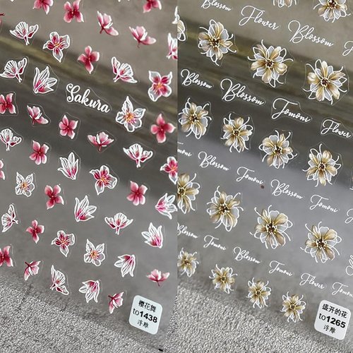 Blooming Flower Nail Art Stickers Decals 5D Embossed Flowers Nail Stickers Spring Summer Daisy Sunflower Design Decals for Nails Fresh Floral Manicure Decorations for Women Girls Children