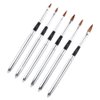 WOKOTO 6pcs/SET Nail Brushes Silver Metal Handle Nail Art Builder Crystal Carve Brush Design For 3D Pattern Design Nail Art Brushes Detachable Set