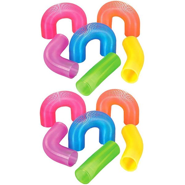 The Dreidel Company Plastic Coil Spring, Super Long, Variety of Colors, Goody Bag Fillers, Party Favor for Kids, 4" (12-Pack)