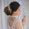 Kercisbeauty Wedding Bridal Bridesmaids Flower Girl Crystal and Pearl Side Hair Comb Slide Headpiece Long Curly Bun Hair Accessories for Prom (Silver)