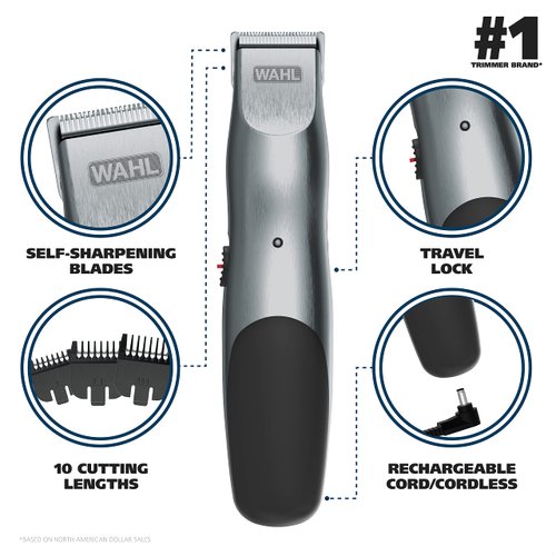 Wahl Groomsman Corded or Cordless Beard Trimmer for Men - Rechargeable Grooming Kit for Facial Hair - Beard Trimmer & Groomer - Model 9918-6171V