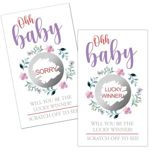 Haizct 50 Pack Blank Gift Certificate Scratch Off Cards for Small Business, Spa Beauty Makeup Hair Salon, Bridal Shower, Baby Shower, Country Wedding, Wedding Shower Ideas (Purple Flowers)