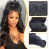 Body Wave Ponytail Extension Human Hair Wrap Around Magic Paste Ponytail Clip In Real Brazilian Virgin Human Hair pieces For Black Women Natural Black 18inch