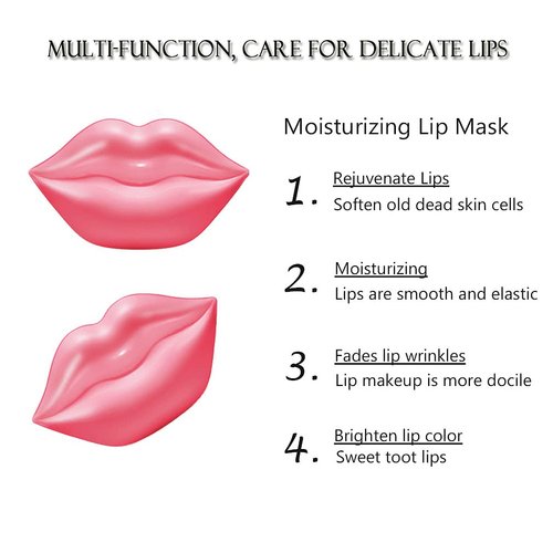 20Pcs Moisturizing/Plumping Lip Mask, Restores Moisture Mask for Dry Lips and Lines Overnight Care, Gel Treatment Masks ​ (Pink)