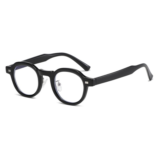 JOVAKIT Trendy Round Blue Light Blocking Glasses for Women Men Retro Vintage Circle Style Non-prescription Computer Glasses (Black)