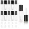 Molain 10pcs Empty Lip Gloss Tubes, 1.2ml Mini Refillable Cosmetic Containers Bottles Lip Balm Bottles for Lipstick Samples, Lip Balms(Black tube cap)