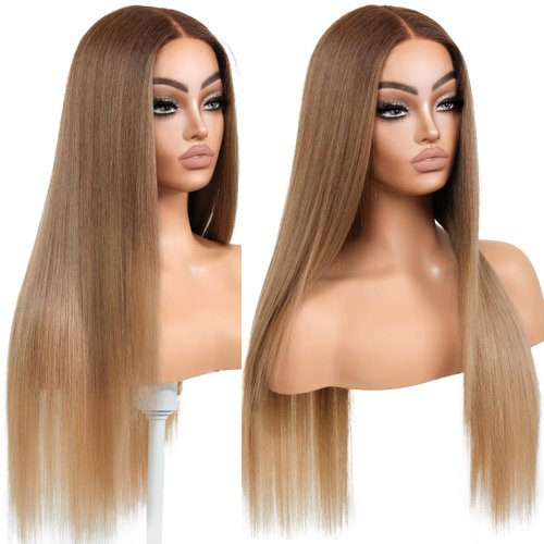 ENCOUNTERU Ombre Honey Blonde Lace Front Wig Straight Wigs for Women Synthetic Lace Wig Pre Plucked 13X5X1 HD Lace Ready to Wear Glueless Wig 26inch