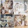 Cream Happy Birthday Balloons Banner, 16 Inch Mylar Foil Letters Birthday Sign Banner, Cream Reusable Birthday Balloons for Women, Men, Boys Girls Birthday Decorations Birthday Party Supplies