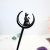 2pcs Cat Moon Hair Styling Pins Black Wicca Witch Hair Slide Renaissance Festival Hair Acceossories for Women Hair Stick