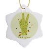 3dRose ORN_104521_1 Earth Day Eco-Friendly Environmental Peace Hand Think Green-Snowflake Ornament, Porcelain, 3-Inch