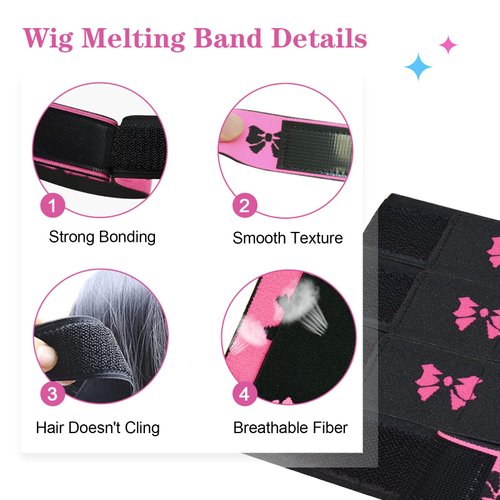DinkyTims Wig Band 2PCS Elastic Wig Bands for Keeping Wigs in Place Lace Melting Band for Wigs Edges Adjustable Elastic Band for Wig Melt Band for Lace wigs front Edge Wrap to Lay Edges