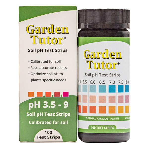 Garden Tutor Soil pH Test Kit (3.5-9 Range) | 100 Soil pH Tester Strips - Test Soil Acidity and Alkalinity of Garden Lawn Grass Flower Vegetable Compost Indoor and Outdoor Plants