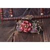 Fodattm Women Lady Retro Rose Flower Imitation Turquoise Hair Claw Clip Vintage Alloy Rhinestone Non-Slip Hair Jaw Clips Hairpin Hair Clamp (Red)