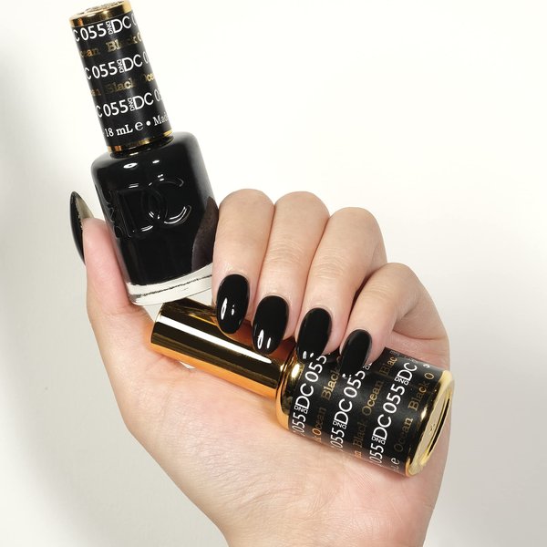 DND Gel Polish Set - 1 each of Black Gel Polish and Black Nail Polish, 055 Black Ocean, 0.5 Fl Oz