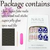 4th of July Press on Nails Short Square Fake Nails Red Stripe Designs Acrylic Nails False Nails Independence Day Full Cover Red Blue White Stick on Nails for Women Patriotic Nail Decor 24Pcs