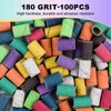Difenni 100Pcs Nail Sanding Bands Sanding Bands for Nail Drill #180 Grit Sanding Bands and 3/32" Nail Drill Bits Mandrel for Acrylic Nails Nail Polishing Accessories and Manicure Tools（Color）