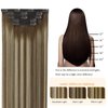 FUBILI Clip in Hair Extensions Chestnut Brown Balayage to Platinum Blonde Mix Brown Real Human Hair Medium Brown Ombre Hair Extensions Remy Human Hair Clip in Extensions 12 Inch 5Pcs 80g