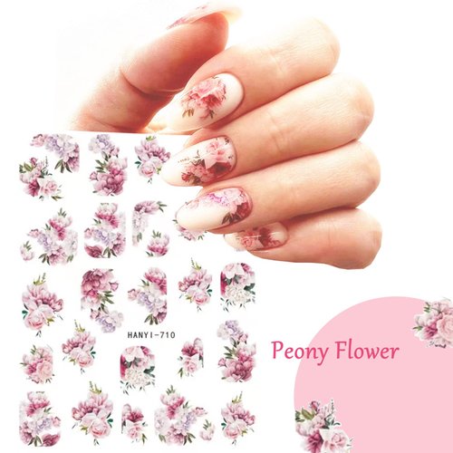Baoximong 9 Sheets Flower Nail Art Stickers Decals 3D Self-Adhesive Nail Decals Spring Floral Nail Art Supplies Charming Daisy Leave Peony Nail Accessories for Women Nail Decorations Design