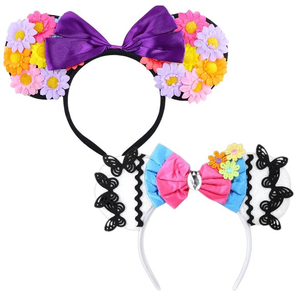 Needzo Maribel and Isabela Inspired Mouse Ear Headbands, Theme Park Hair Accessories for Women, One Size Fits Most, 2 Items