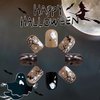 Halloween Square Fake Nails Spider Web Press on Nails Short Ghost Designs Halloween False Nails with Bat Full Cover Glue on Nails Cute Halloween Acrylic Nails Press ons for Women Girls 24Pcs
