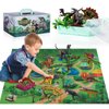 TEMI Dinosaur Toys for Kids 3-5, Realistic Jurassic Dinosaurs Figures with Play Mat & Trees to Create a Dino World Includes T-rex, Triceratops, Velociraptor, Gift for Toddler Boys and Girls 3 4 5 6 7