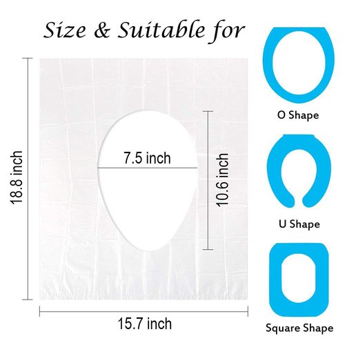 50 Pack Disposable Plastic Toilet Seat Cover Non Slip Individually Wrapped for Travel Perfect for Potty Training Ideal for Adults
