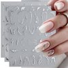 JMEOWIO 9 Sheets Marble Nail Art Stickers Decals Self-Adhesive Pegatinas Uñas Silver Line Nail Supplies Nail Art Design Decoration Accessories