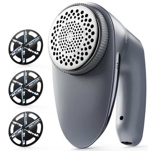POPCHOSE Fabric Shaver, Rechargeable Lint Remover Defuzzer Sweater Shaver, Fuzz Remover for Clothes, Sweater, Furniture, Couch, Cashmere(Two 6-Leaf Blades Extra, Electrostatic Brush)…