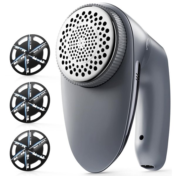 POPCHOSE Fabric Shaver, Rechargeable Lint Remover Defuzzer Sweater Shaver, Fuzz Remover for Clothes, Sweater, Furniture, Couch, Cashmere(Two 6-Leaf Blades Extra, Electrostatic Brush)…