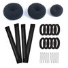 Hair Bun Shaper Set, include 3 pieces Bun Donut, 2 pieces French twist hair fold wrap snaps, 10 pieces Bobby pins and 10 pieces Elastic Bands for Women Kids Hair Bun Maker Kit – Black Color