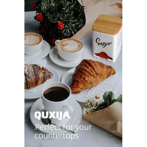 QUXIJA Ceramic Sugar Packet Holder, Farmhouse Tea Bag Storage Organizer Caddy Holder with Lid