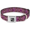 Buckle-Down Seatbelt Buckle Dog Collar - Cute Skulls w/Paisley Purple/Pink/Green - 1.5" Wide - Fits 16-23" Neck - Medium