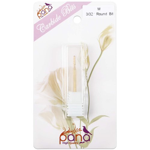 Pana 3/32" Round Bit Safety Nail Carbide Bit - Gold Color (Grit: Medium - M) for Electric Dremel Drill Machine