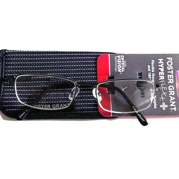 Foster Grant Hyperflexx Metal HF25 Gun Men's Reading Glasses with Case +3.25