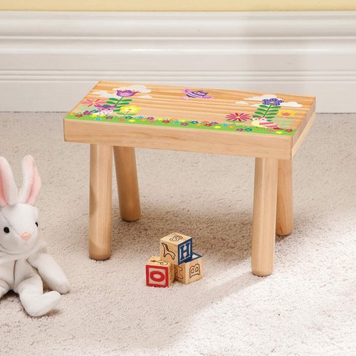 Fox Valley Traders Children’s Wooden Step Stool, Flowers and Owls Design