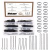 Wokape 380Pcs 2 Inch Black Bobby Pins and 2.4 Inch U Shaped Hair Pins with Black Rubber Bands Soft Elastic Bands Assortment Kit , Blonde Hair Pins for Buns Women Girls with Storage Box