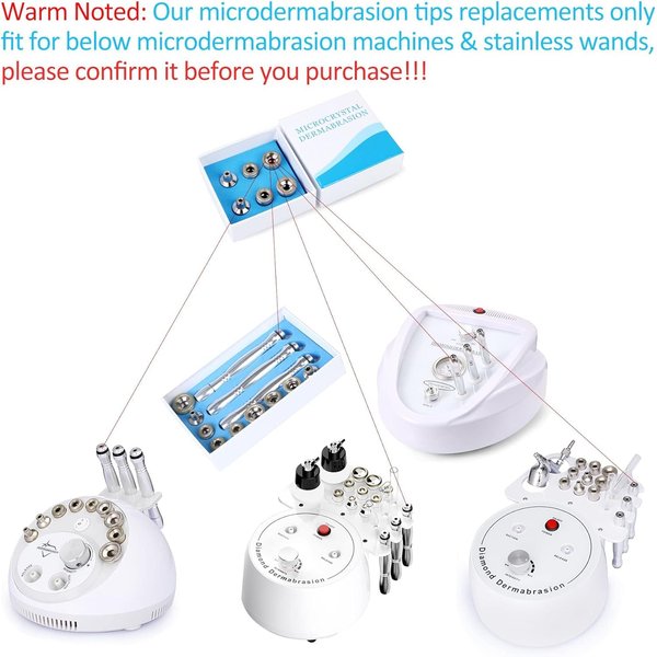 UNOISETION Diamond Microdermabrasion Tips, 6 PCS Dermabrasion Replacement Tips, Professional Microdermabrasion Accessories for Microdermabrasion Tool