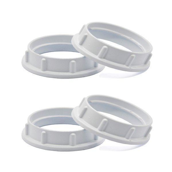 Light Socket Shade Rings,Aluminum Threaded Socket Ring for Medium Base E26 Sockets,Retaining Rings for Glass Lamp Shades/Light Fixtures (4-Pack White Color/for Thread Diameter 1-1/2 Inches)