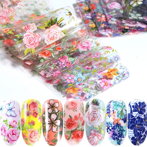 Flower Nail Art Stickers Spring Summer Nail Foil Transfer Decal Nail Art Decoration Floral Nail Design for Women Girls Manicure Decor 10 Sheets