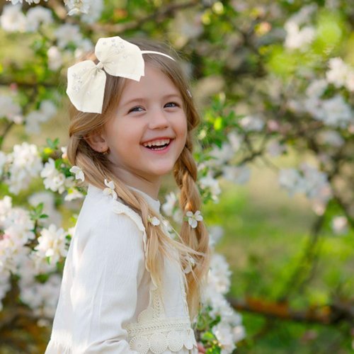 AMYDECOR Pearl Headbands Hair Accessories for Toddler Girls - Elegant Lace Veil Headbands for Birthday, Wedding, Halloween, Thanksgiving, and Christmas Occasions-Ivory