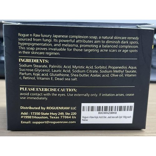 Rogue N Raw Kojic Acid Soap – Pure Turmeric Soap Bar for Face & Body, Brightening Skin Lavender Soap with Vitamin C and E, 2 Pack Turmeric Face Wash 100G - for all Skin Types