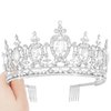 Exacoo Wedding Decor Bridal Hair Accessories for Women Crystal Headband Bride Gifts Silver Crown Engagement Party Decorations Princess Tiara for Girls Rhinestone Crowns Prom Fairy Elegant