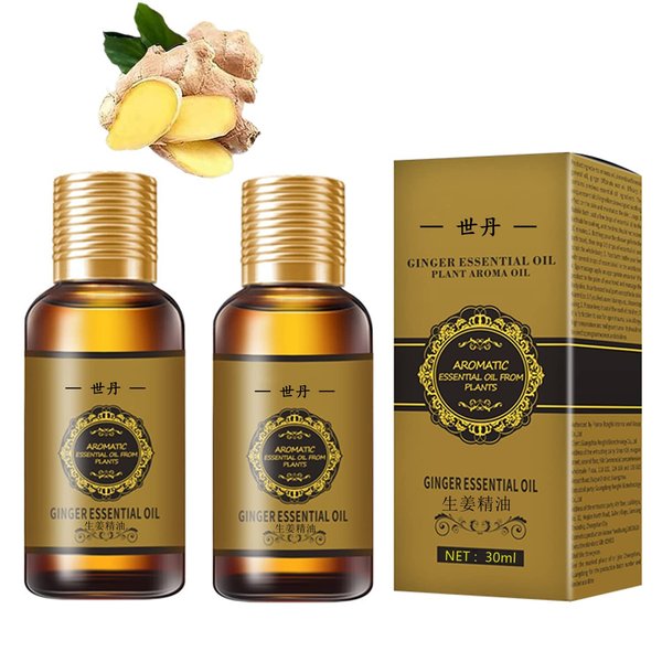 2PC (60ml) Belly Drainage Ginger Oil, Slimming Tummy Ginger Oil, Ginger Oil Lymphatic Drainage Massage, Ginger Essential Oil Care for Skin