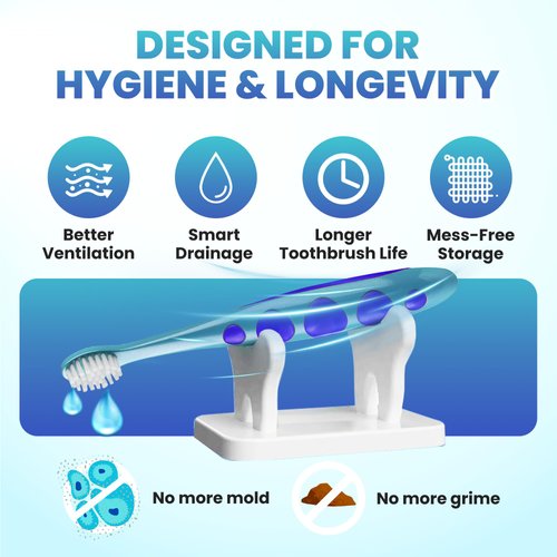 Toothbrush Caddy - Personal Toothbrush Holder for Bathroom Counter - Compact Organizer for Bathroom Countertop, Sturdy & Easy to Clean Holder for Kids & Adults, Durable & No Mess - White, 1 Pack