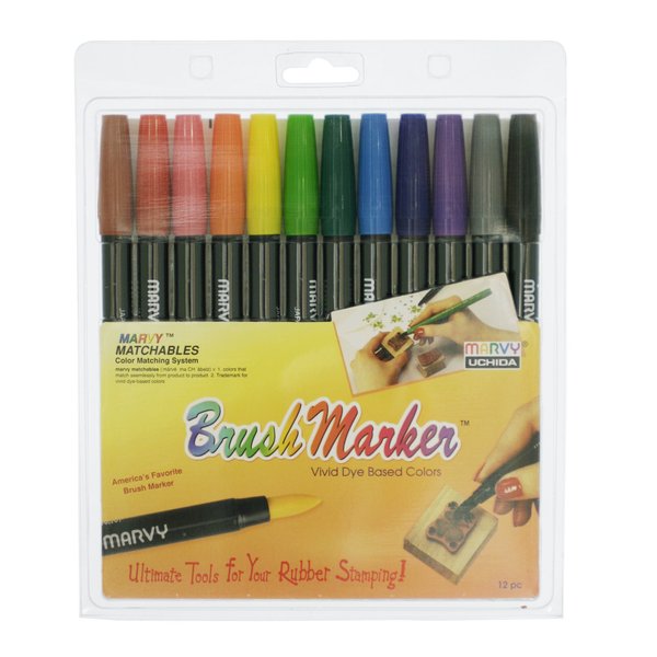 Uchida Brush Markers 12/Pkg-Primary