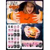 144PCS Halloween Short Press on Nails, False Nail Kids Full Cover Fake Nails Artificial Nail Tips Short False Fingernails for Girls Gift Nail Art Decoration